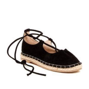 Black Miguela espadrilles ankle wrap flats size10